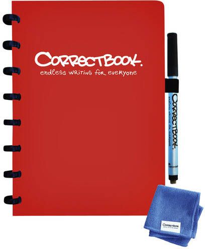 Correctbook A5 Original: uitwisbaar herbruikbaar notitieboek gelijnd Horizon Red (rood)