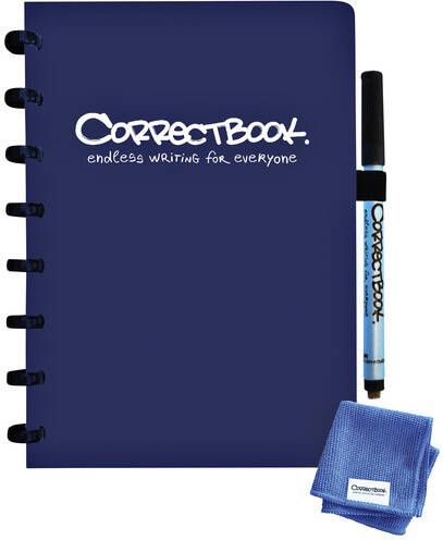 Correctbook A5 Original: uitwisbaar herbruikbaar notitieboek gelijnd Midnight Blue (marineblauw)