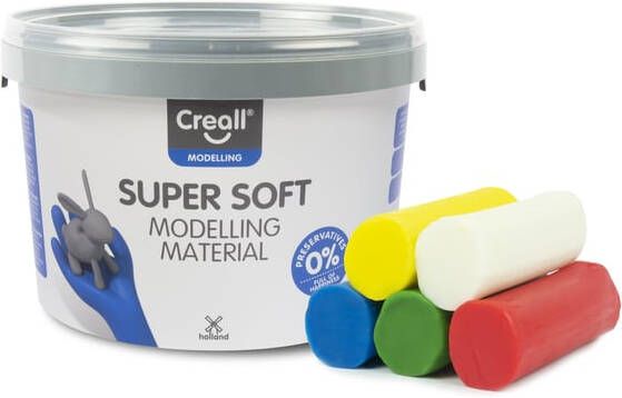 Creall Havo boetseerpasta Supersoft 5 geassorteerde kleuren: rood groen geel wit en blauw