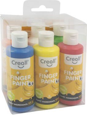 Creall vingerverf Happy set met 6 flesjes van 250 ml in geassorteerde kleuren