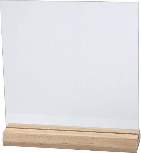 Creativ Company Glasplaat 15.5cmx15.5cm met houten voet 10 stuks