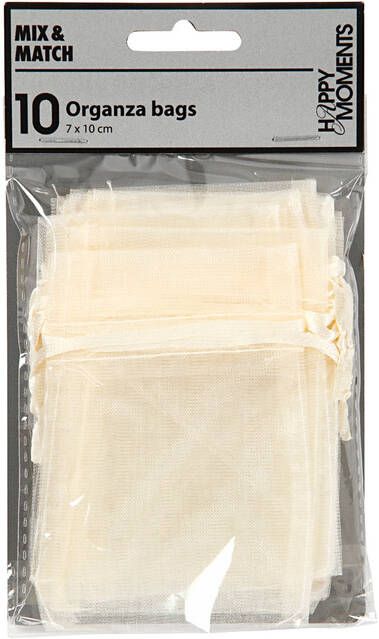 Creativ Company Organza zakjes 7x10cm 10 stuks off-white 10 zak