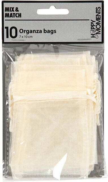 Creativ Company Organza zakjes 7x10cm 10 stuks off-white 10 zak - Foto 2