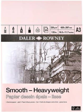 Daler-Rowney Blok Daler glad papier 220gr A3 25 vel