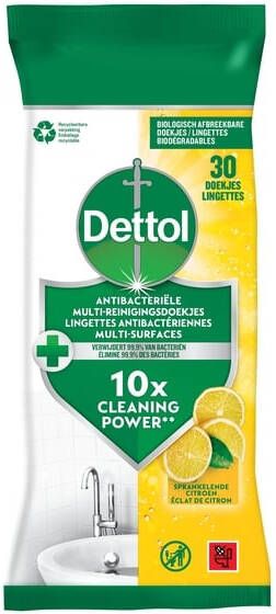 Dettol reiningsdoekjes antibacterieel citroen pak van 30 stuks