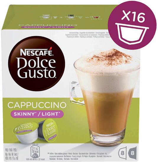 Dolce Gusto Koffiecups Cappuccino light 16 stuks voor 8 kopjes