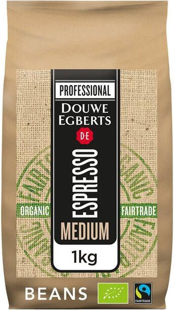 Douwe Egberts Koffie espresso bonen medium roast Organic en Fairtrade 1kg