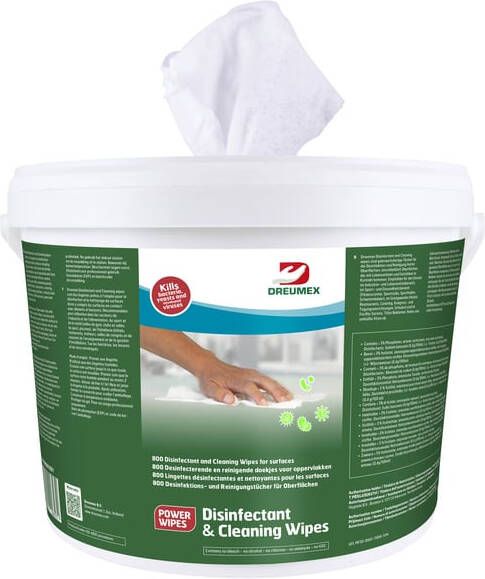 Dreumex Desinfectiedoekjes Disinfectant & Cleaning emmer 800 stuks wit