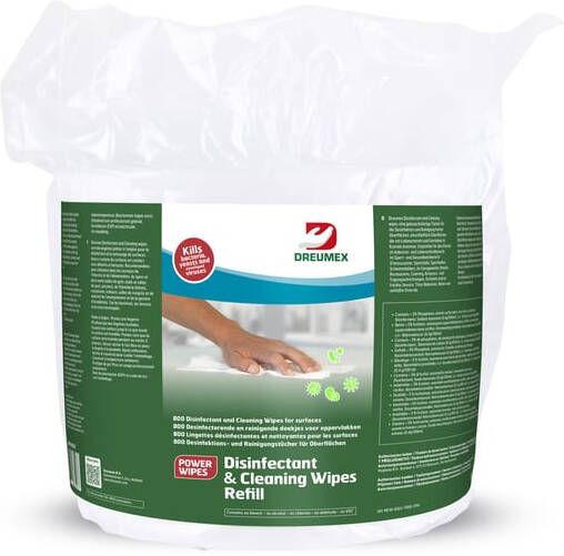 Dreumex Desinfectiedoekjes Disinfectant & Cleaning navulling 800 stuks wit