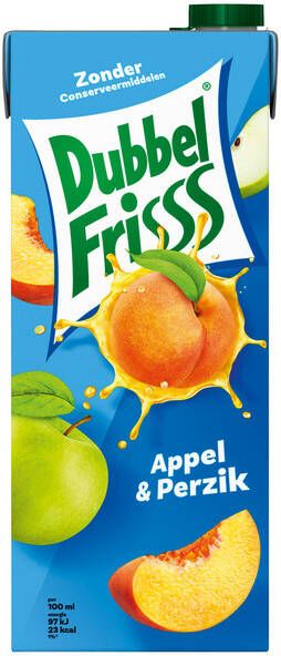 DubbelFrisss Fruitdrank appel perzik pak 1500ml