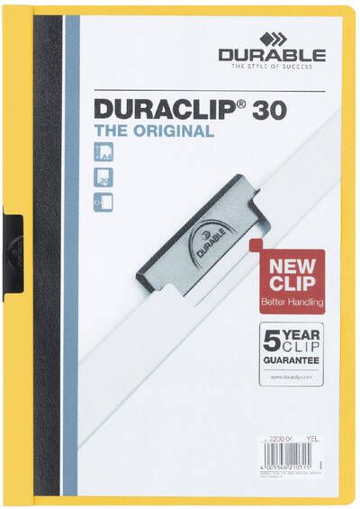 Durable Klemmap Duraclip A4 3mm 30 vellen geel