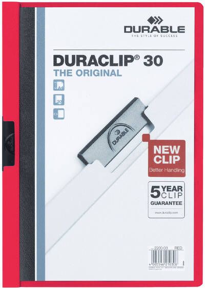 Durable Klemmap Duraclip A4 3mm 30 vellen rood