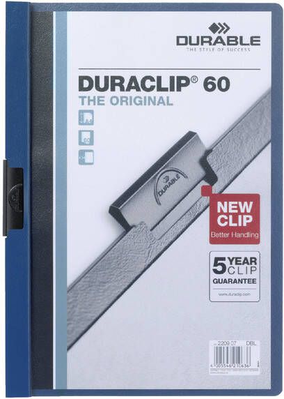 Durable Klemmap Duraclip A4 6mm 60 vellen donkerblauw