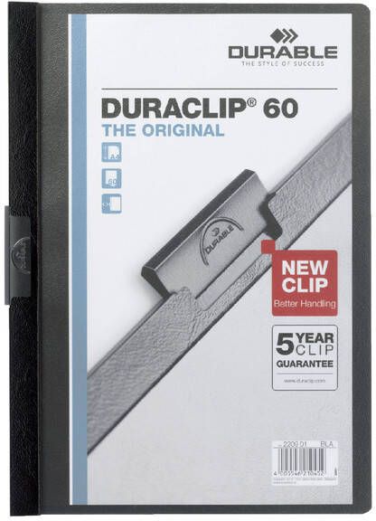 Durable Klemmap Duraclip A4 6mm 60 vellen zwart