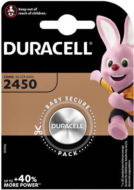 Duracell Batterij knoopcel 1xCR2450 lithiumÃƒËœ24mm 3V-540mAh