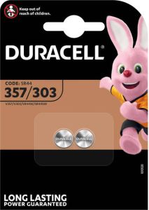 Duracell Batterij knoopcel 2x357 303 zilver oxideÃ˜11 6mm 2 stuks