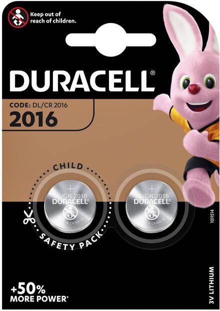Duracell Batterij knoopcel 2xCR2016 lithiumØ20mm 3V-90mAh