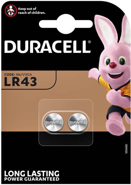 Duracell Batterij knoopcel 2xLR43 alkalineØ11 6mm 2 stuks