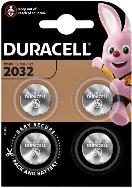 Duracell Batterij knoopcel 4xCR2032 lithiumØ20mm 3V-180mAh