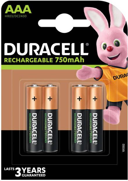 Duracell oplaadbare batterijen Recharge Plus AAA blister van 4 stuks