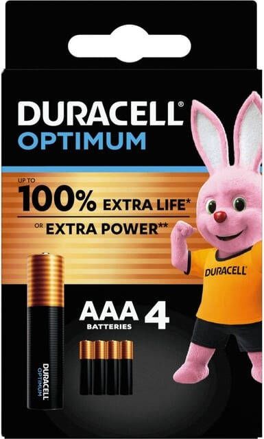 Duracell batterij Optimum AAA blister van 4 stuks