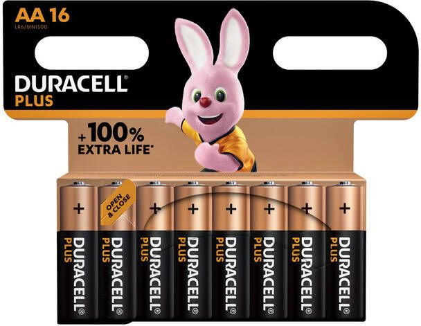 Duracell batterij Plus 100% AA blister van 16 stuks