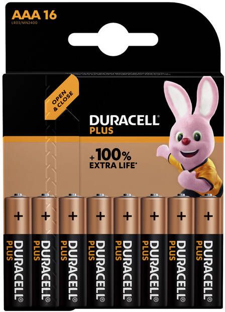 Duracell batterij Plus 100% AAA blister van 16 stuks