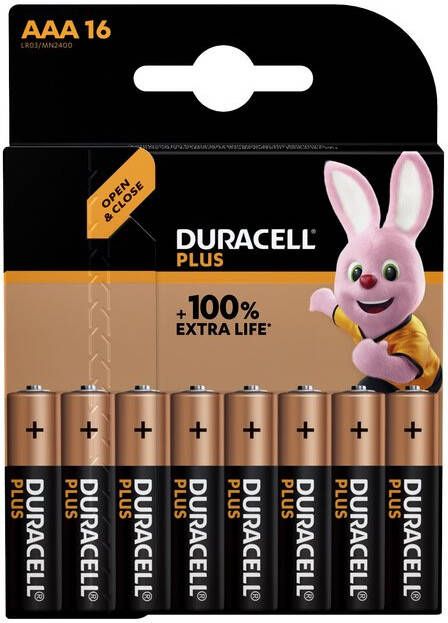 Duracell batterij Plus 100% AAA blister van 16 stuks