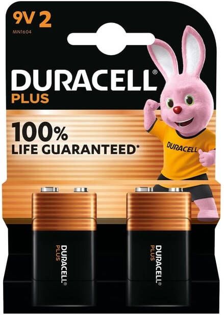 Duracell batterij Plus 100% 9V blister van 2 stuks