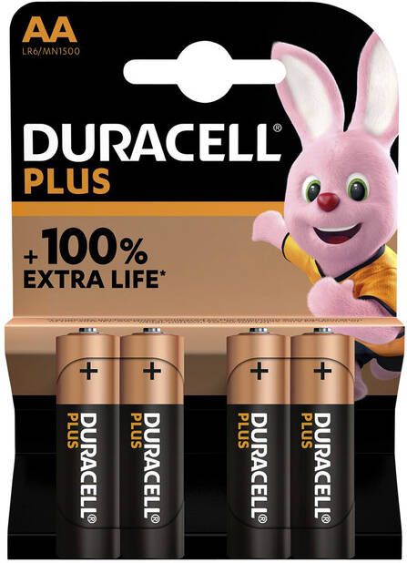 Duracell batterij Plus 100% AA blister van 4 stuks