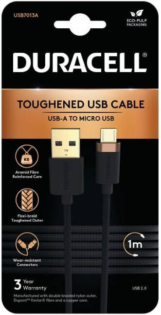 Duracell USB7013A USB-kabel Zwart