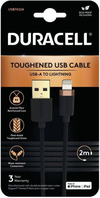 Duracell USB7022A Lightning-kabel Zwart