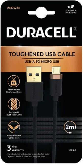 Duracell USB7023A USB-kabel Zwart