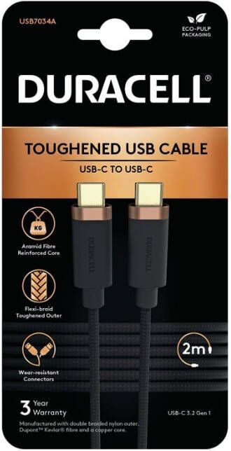 Duracell USB7034A USB-kabel Zwart