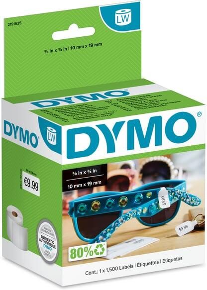 Dymo Etiket LabelWriter prijslabel 10x19mm 1 rol Ã¡ 1500 etiketten wit
