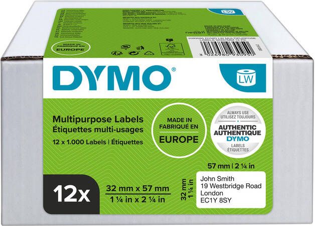 Dymo Etiket labelwriter 11354 32mmx57mm universeel verwijderbaar doos Ã  12 rol Ã  1000 stuks