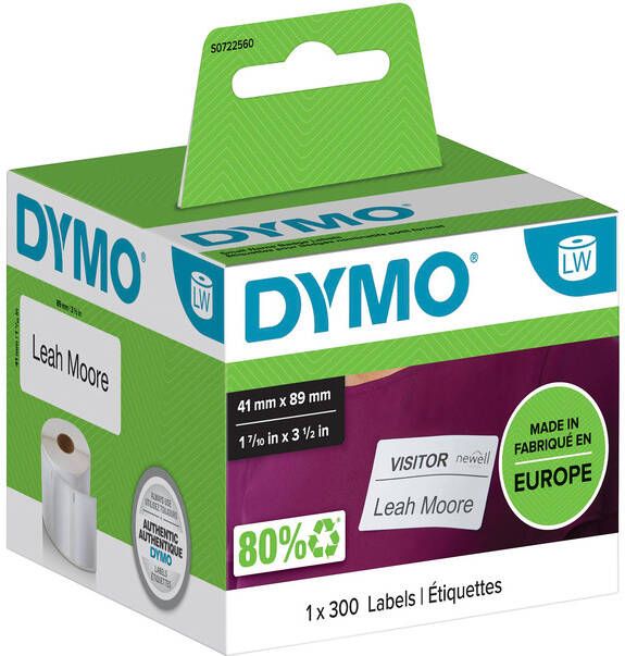 Dymo Etiket 11356 labelwriter 41x89mm badge 300stuks