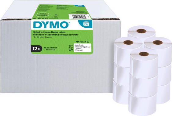 Dymo Value Pack: etiketten LabelWriter ft 101 x 54 mm wit doos van 12 x 220 etiketten