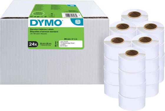Dymo Value Pack: etiketten LabelWriter ft 89 x 28 mm wit doos van 24 x 130 etiketten