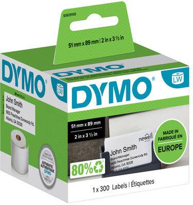 Dymo etiketten LabelWriter ft 51 x 89 mm wit 300 etiketten