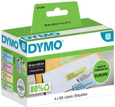 Dymo etiketten LabelWriter ft 89 x 28 mm geassorteerde kleuren 520 etiketten