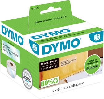 Dymo Etiket 99013 labelwriter 36x89mm adreslabel transparant 260stuks