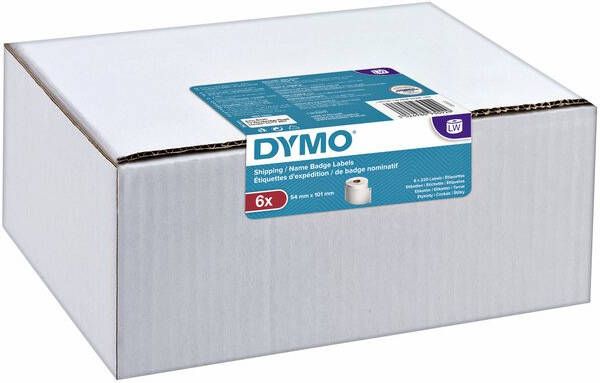 Dymo Etiket labelwriter 99014 54mmx101mm adres wit doos Ã  6 rol Ã  220 stuks