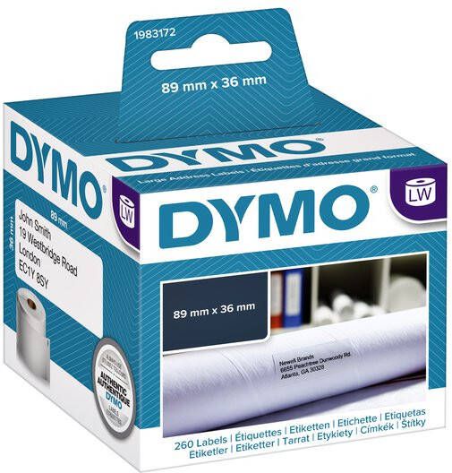 Dymo Etiket labelwriter 99831 36mmx89mm adres rol Ã  260 stuks