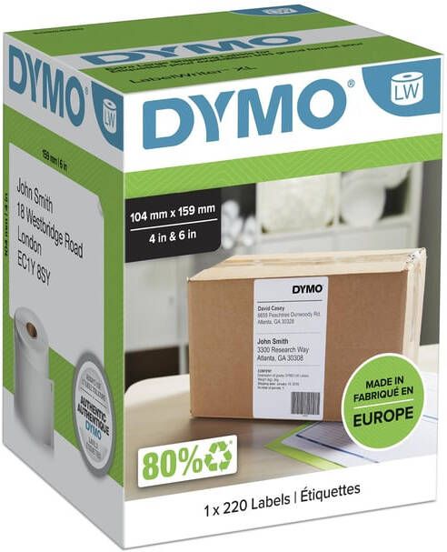 Dymo Etiket LabelWriter 5XL verzendlabel 104x159mm 1 rol Ã¡ 220 stuks wit