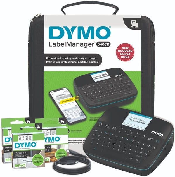 Dymo Labelprinter LabelManager Executive 640CB draagbaar qwerty 24mm zwart in koffer
