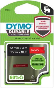 Dymo Labeltape 1978366 12mmx3m wit op rood