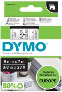 Dymo Labeltape 40910 D1 720670 9mmx7m zwart op transparant