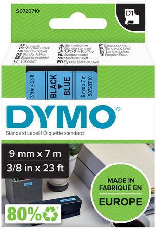 Dymo Labeltape 40916 D1 720710 9mmx7m zwart op blauw