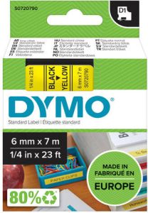 Dymo Labeltape 43618 D1 720790 6mmx7m zwart op geel